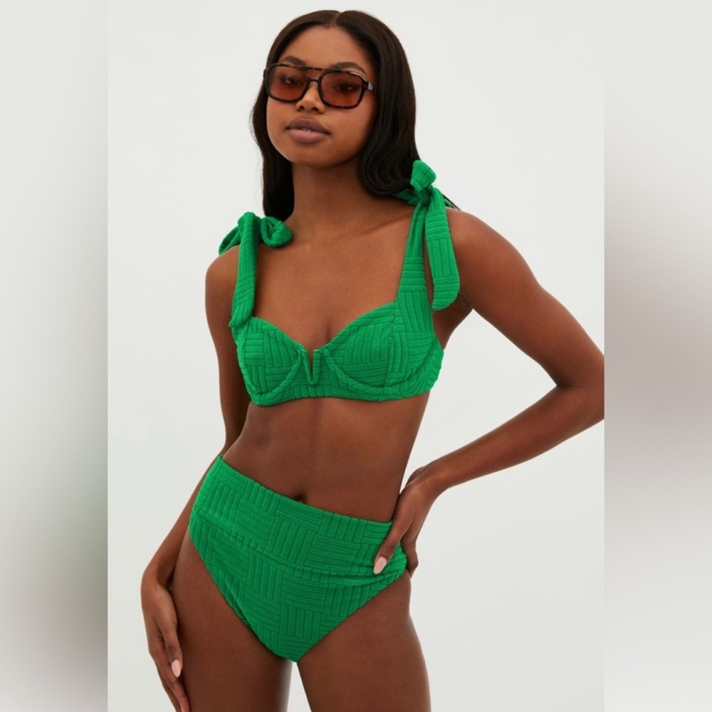 Beach Riot Blair Bikini Top Terry -  Green - Large